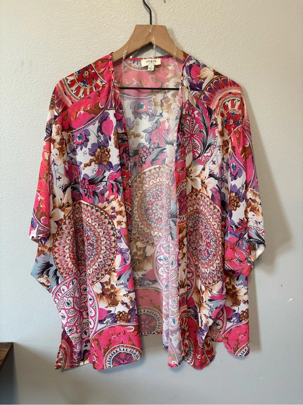✨Umgee Pink Floral Boho Kimono Cardigan